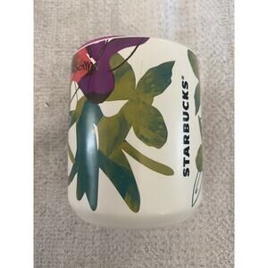 Super Cool Starbucks 8 oz Ceramic Travel Mug Tumbler Cup Floral Magenta Pink Lid